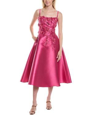 Rene Ruiz Embellished Applique Mikado Cocktail Dress - Pink