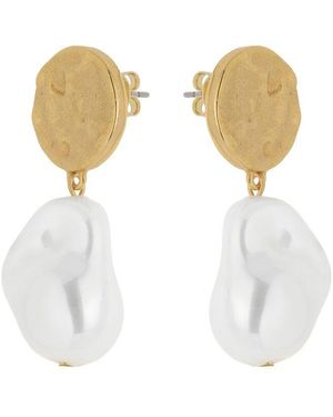 Reiss Maya Pearl Molten Drop Earrings - White