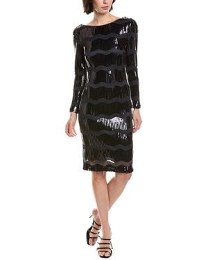 Nanette Lepore Mesh & Sequin Midi Dress - Black