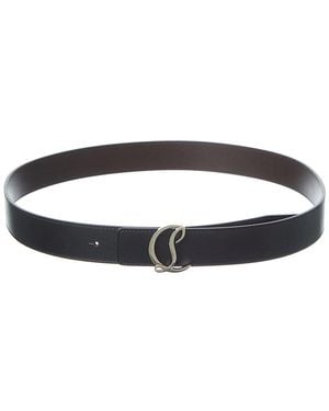 Christian Louboutin Mooncrest Reversible Leather Belt - Black