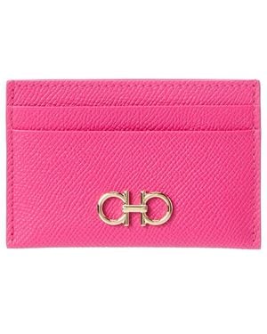 Ferragamo Gancini Leather Card Holder - Pink