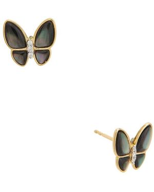 Maitre De Diamant 18K 0.02 Ct. Tw. Diamond & Pearl Earrings - Metallic