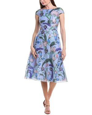 Adrianna Papell Floral Jacquard Midi Dress - Blue