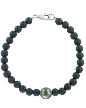 Effy Fine Jewelry 46.50 Ct. Tw. Onyx & 10Mm Pearl Bracelet - Metallic