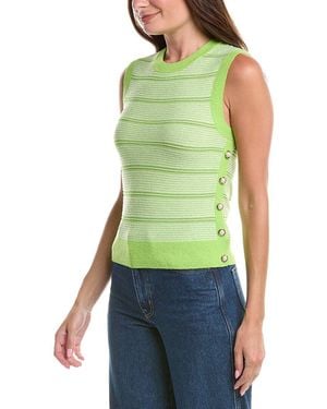 St. John Wool-Blend Side Placket Tank Top - Green