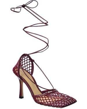 Bottega Veneta Stretch Leather Ankle Wrap Sandal - Red