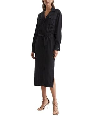 Reiss Gail Safari Midi Dress - Black