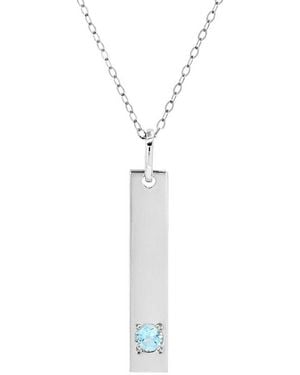MaxColor 14K 0.07 Ct. Tw. Aquamarine Pendant Necklace - White