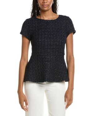 Sail To Sable Tweed Wool-Blend Peplum Top - Black