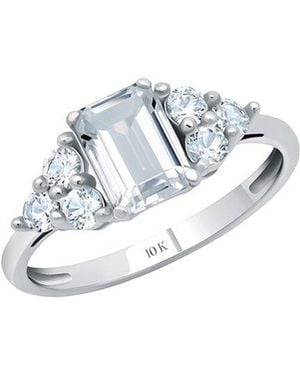 MaxColor 10K 1.00 Ct. Tw. Lab-Grown Sapphire Halo Ring - White