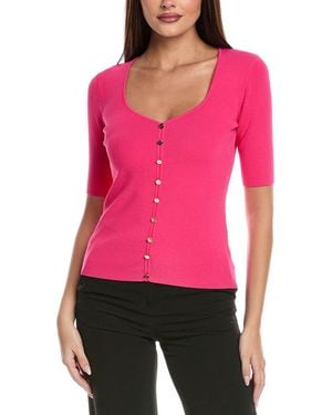 Tahari The Jessica Sweetheart Sweater - Red
