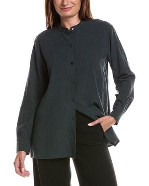 Eileen Fisher Petite Mandarin Collar Shirt - Black