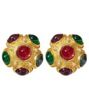 Liv Oliver 18K Plated 3.25 Ct. Tw. Semi Precious Gemstones Earrings - Multicolour