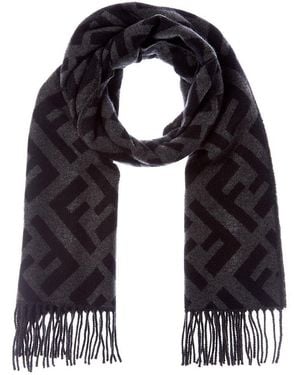 Fendi Ff Logo Cashmere Scarf - Blue