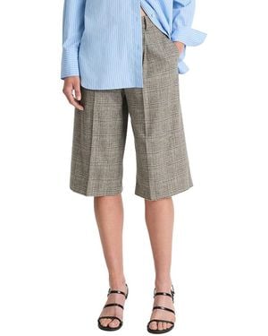 Vince High-Rise Plaid Wool-Blend Short - Gray