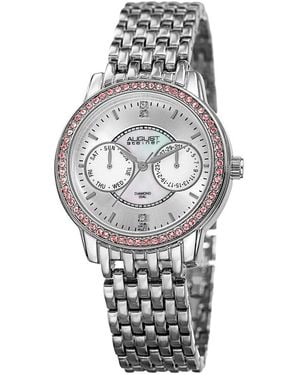 August Steiner Alloy Diamond Watch - Gray