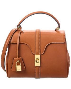 Celine 16 Small Leather Satchel - Brown