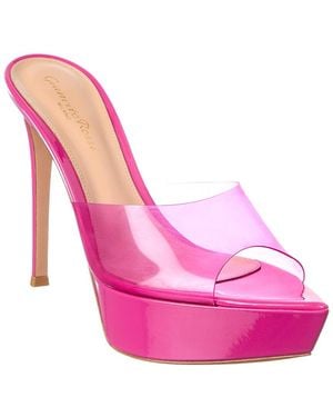 Gianvito Rossi Betty 125 Patent & Vinyl Platform Sandal - Pink