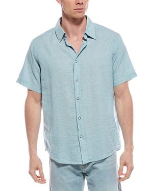 Report Collection Linen-Blend Sport Shirt - Blue