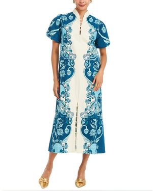 mestiza Elliana Printed Barong Midi Dress - Blue