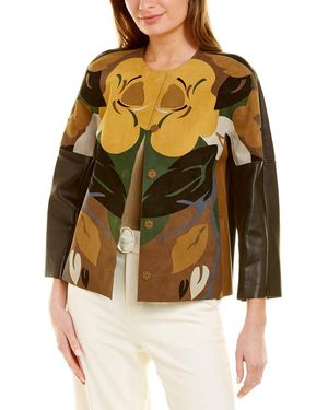 Etro Crewneck Leather Jacket - Yellow