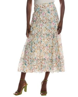 Vince Camuto Tiered Smocked Waist Midi Skirt - Natural