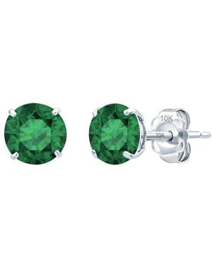 MaxColor 14K 1.40 Ct. Tw. Lab-Grown Emerald Stud Earrings - Green