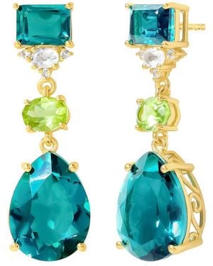 TIRAMISU 14K Plated 3.51 Ct. Tw. London Doublet Quartz, Peridot, Topaz Stud Earrings - Blue