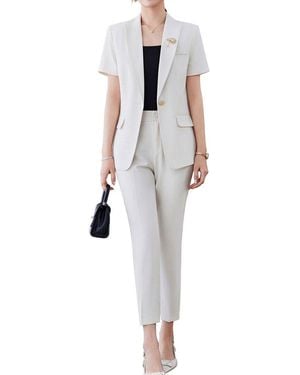 Olivia Taylor 2Pc Jacket & Pant Set - White