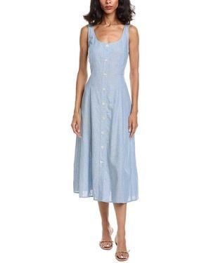 Anne Klein Linen-Blend Tank Midi Dress - Blue