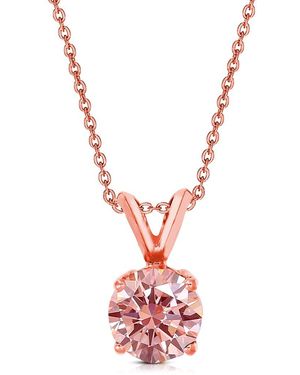 Amairah 14K Rose 1.00 Ct. Tw. Lab-Grown Diamond Solitaire Pendant Necklace - White