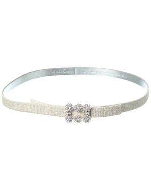 Roger Vivier Buckle Tweed Belt - White