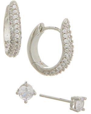 Rebecca Minkoff 14K Plated Cz Earring Set - White