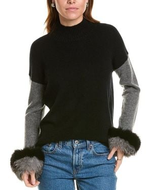 Sofiacashmere Colorblocked Mock Neck Cashmere Jumper - Black
