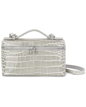 Tiffany & Fred Paris Croc-Embossed Mini Leather Tote - Grey