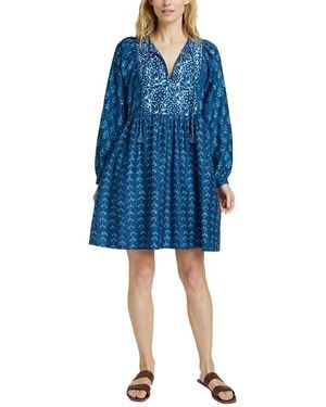 Faherty Solstice Silk-Blend Mini Dress - Blue