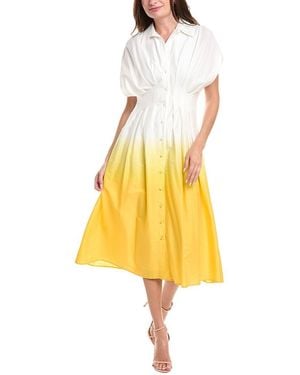 Badgley Mischka Pleated Shirtdress - Yellow