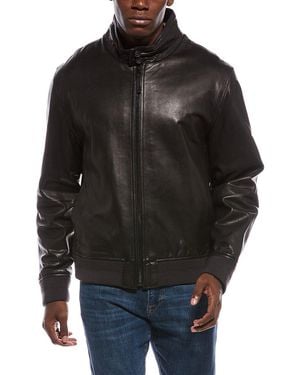 Vince Harrington Leather Bomber Jacket - Black