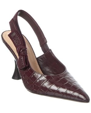 Dior J'A Croc-Embossed Leather Slingback Pump - Brown