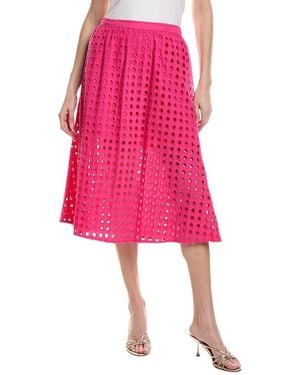 Cece Circle Eyelet Midi Skirt - Pink