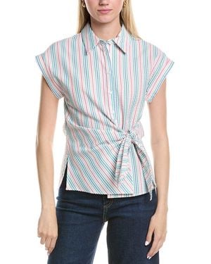 Jones New York Seersucker Wrap Top - Blue