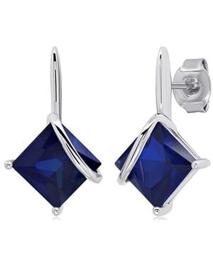 MaxColor 3.80 Ct. Tw. Lab-Grown Sapphire Drop Earrings - Blue