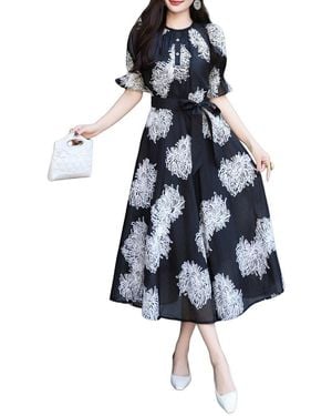 BURRYCO Short Sleeve Maxi Dress - Blue