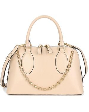 Tiffany & Fred Paris Studded Detail Structured Leather Satchel - Natural