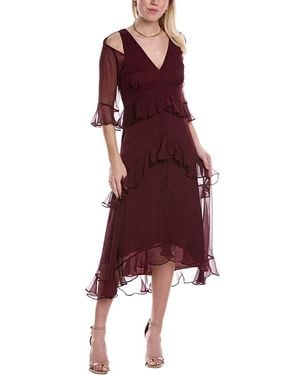 Tahari Tiered Chiffon Midi Dress