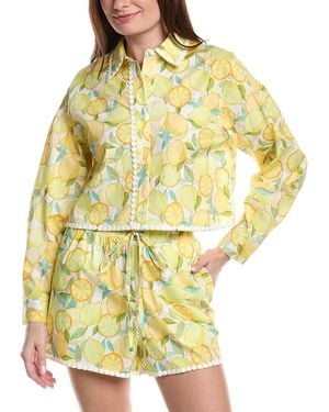 Avec Les Filles Cropped Button-Down Shirt - Yellow