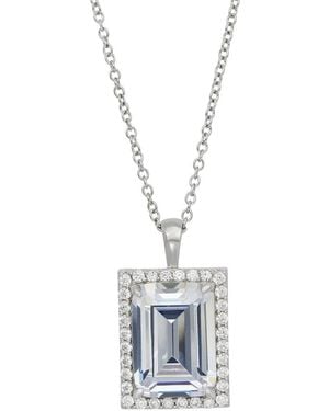 Savvy Cie Cz Emerald Cut Halo Necklace - Metallic