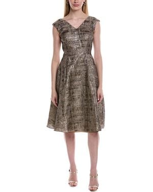 Rene Ruiz V-Neck Cap Sleeve A-Line Cocktail Dress - Brown