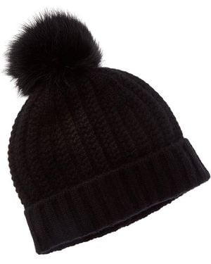 Sofiacashmere Sofiacashmere Textured Cable Cashmere Hat - Black