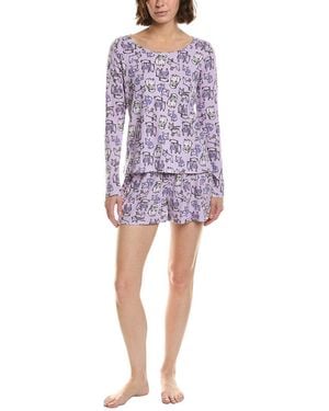 Hue 2Pc Waffel Pyjama Set - Purple